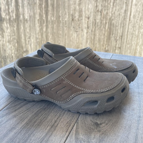 Crocs Yukon Vista Clogs Mens Size 10 Suede Leather Slip On Loafer Comfort Shoes - Picture 1 of 11